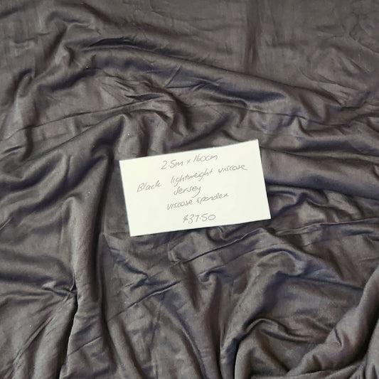 2.5m Black lightweight viscose jersey
