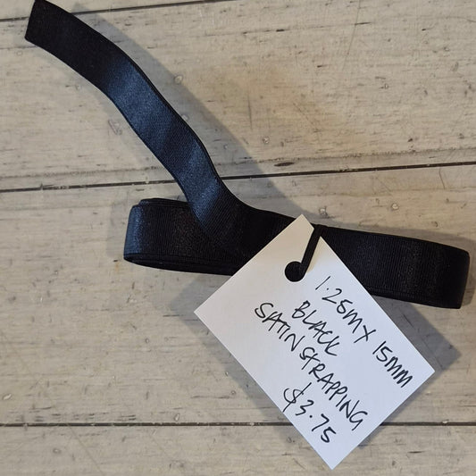 1.25m Black satin strapping