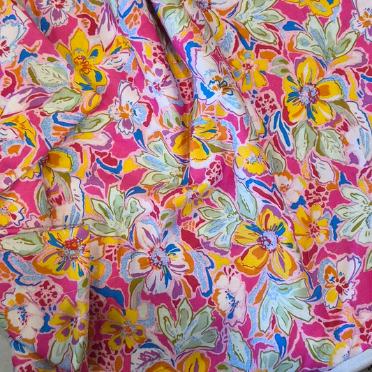 2.4m Bright flowers viscose challis