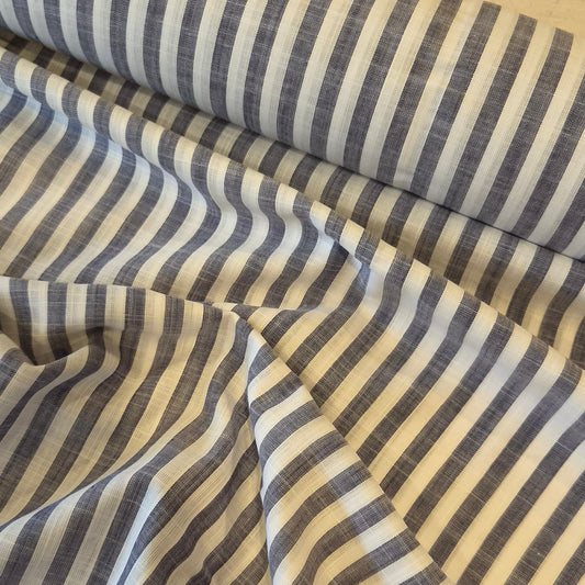 Blue grey stripe cotton