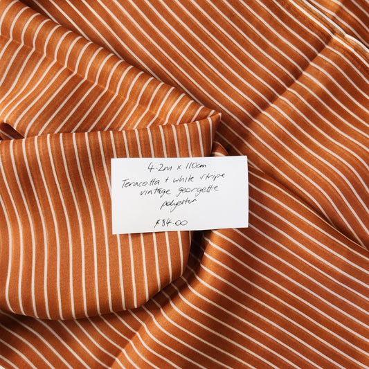 4.2m Terracotta and white stripe georgette
