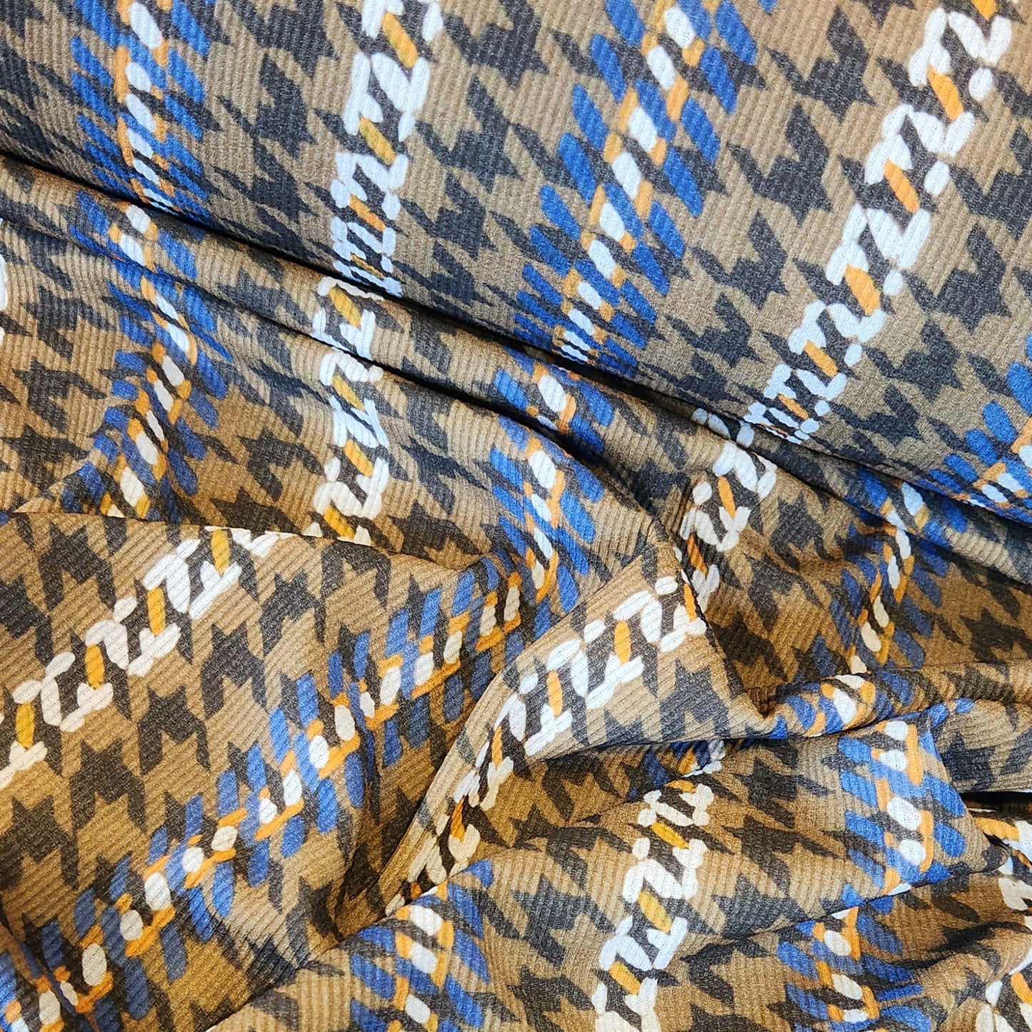 Olive houndstooth ribbed knit jersey