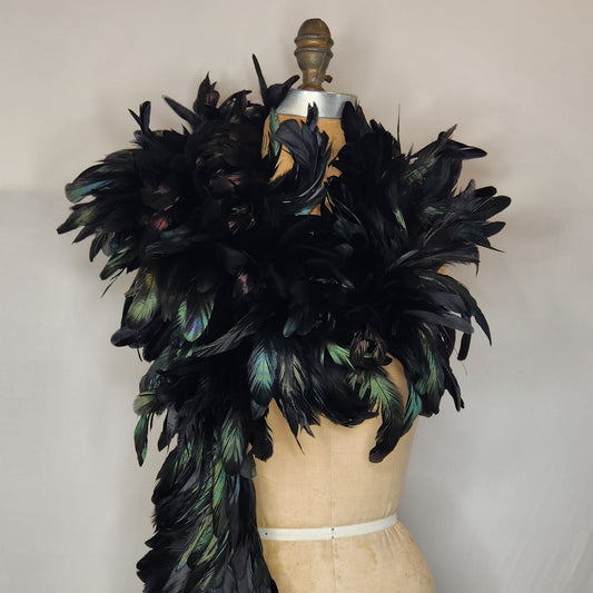 Vintage oil slick feather trim