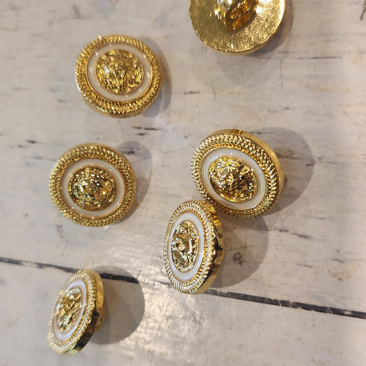 15mm White and gold button