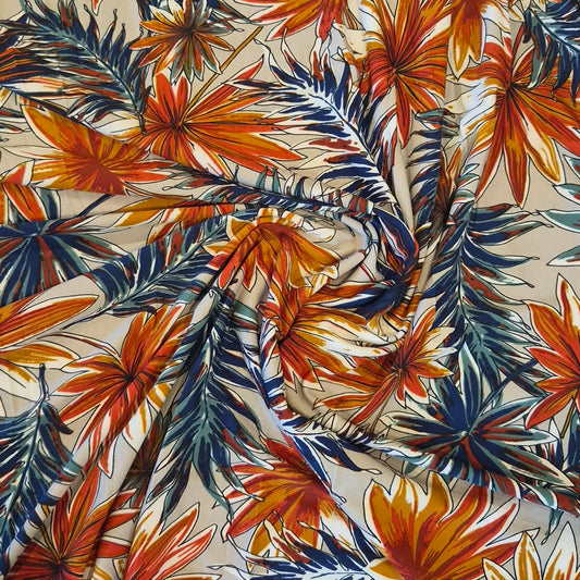 Scattered leaves jersey knit