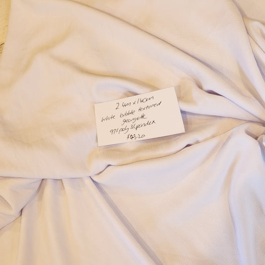 2.4m White bubble textured georgette