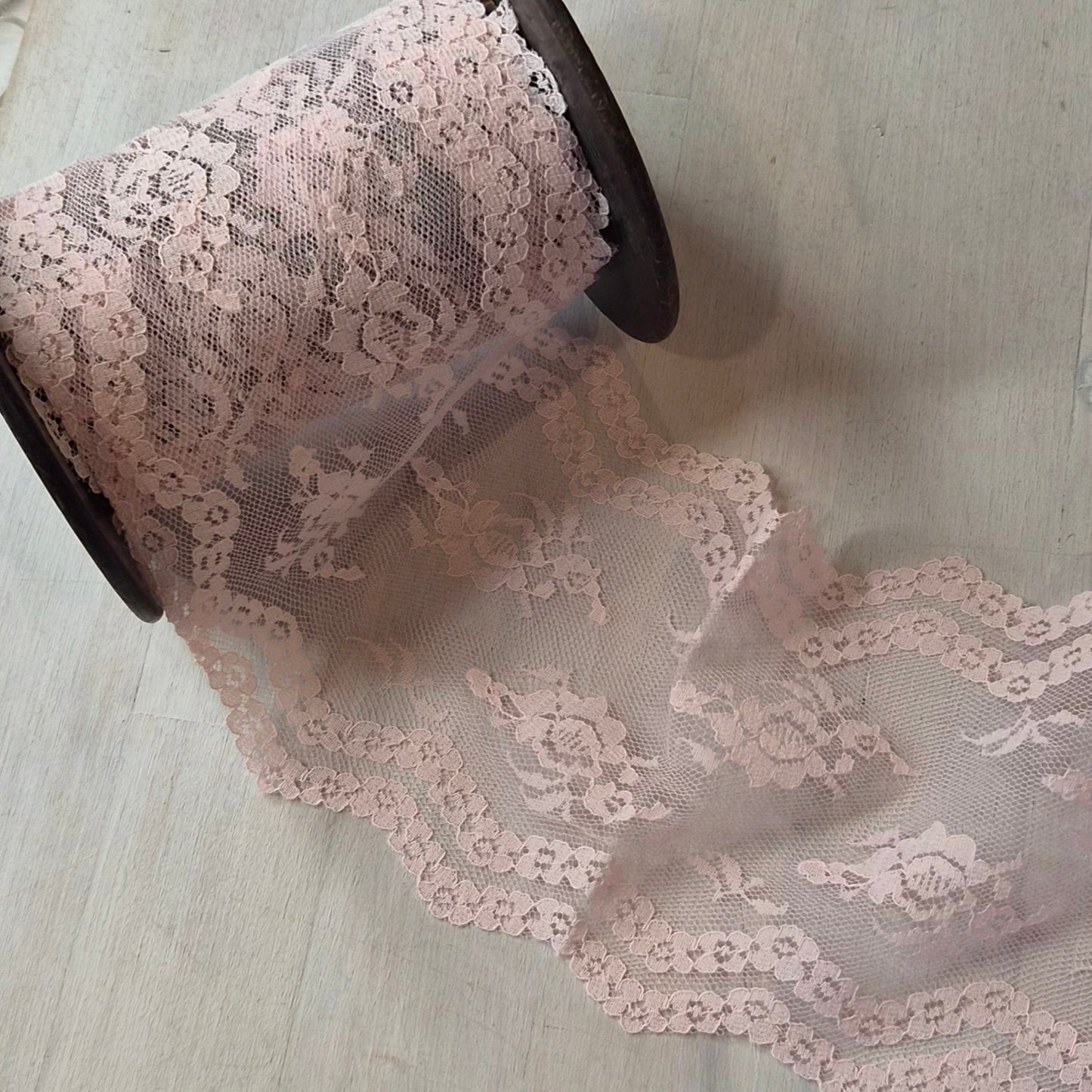 Claire pale pink hand dyed lace