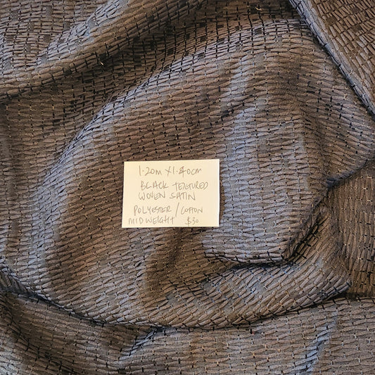 1.20cm black woven textured satin
