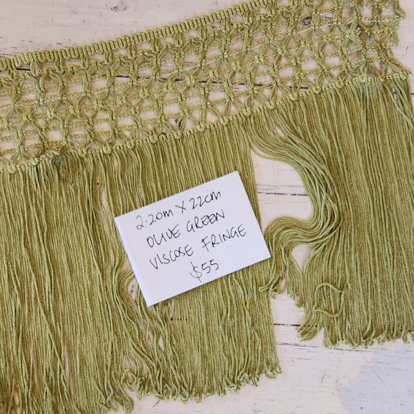 2.20m Olive fringe viscose