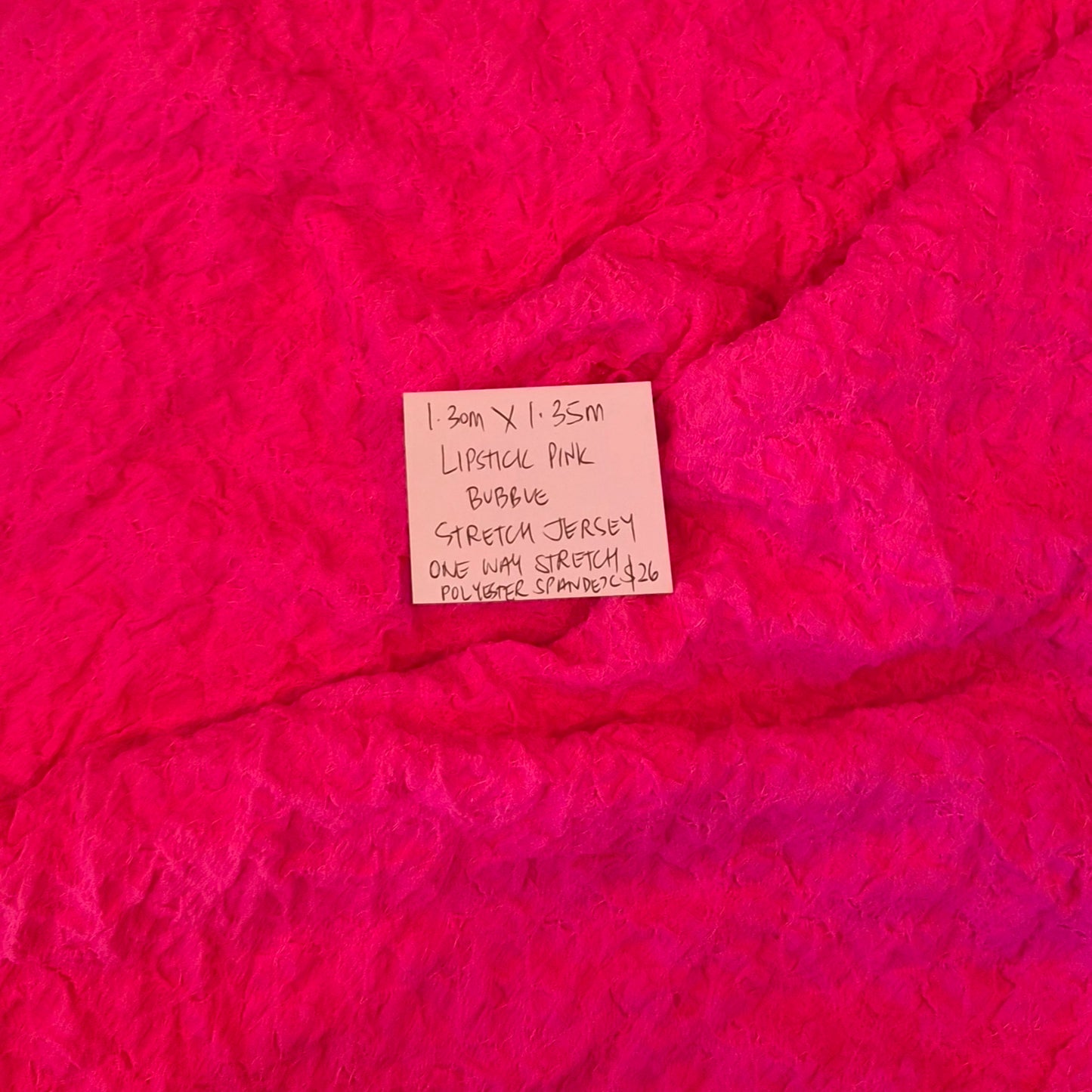 1.30m Lipstick pink bubble stretch jersey