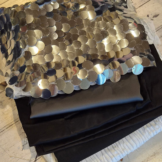 1. 6 pieces assorted brocade, sequin and satin