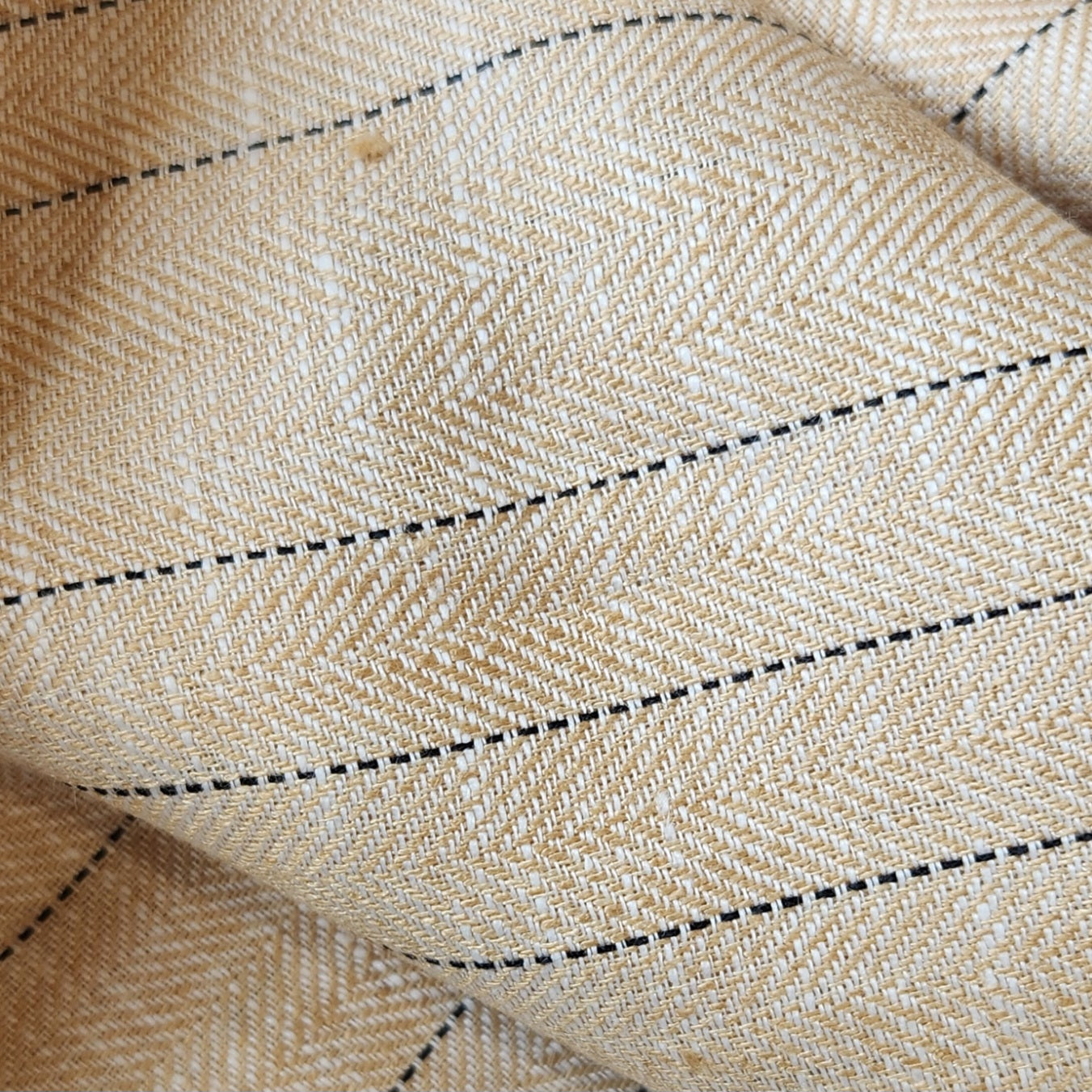 Provincial stripe herringbone mid weight linen