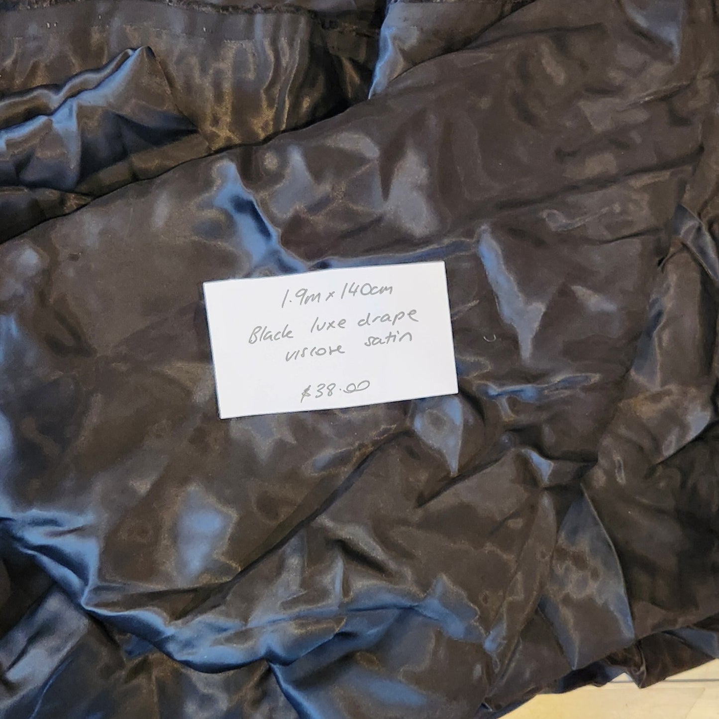 1.9m Black luxe drape viscose satin