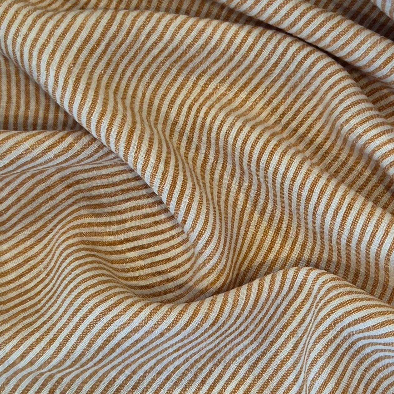Apricot stripes crinkle linen