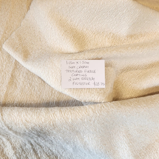 1.15m soft cream textured fleece coating