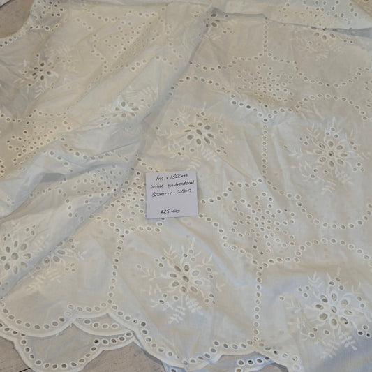 1m x 1.30m White Embroidered broderie cotton