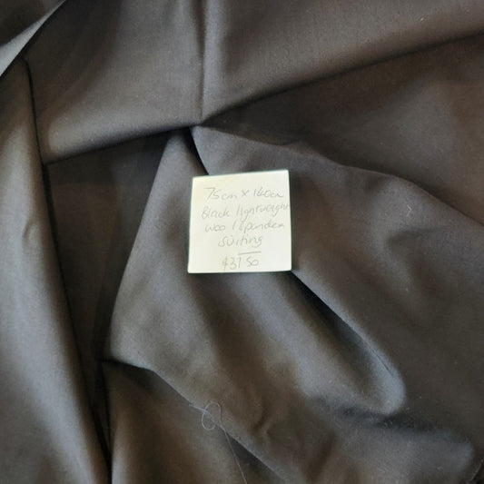 75cm Black lightweight wool suiting