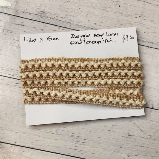 1.2m Designer hemp/ cotton trim