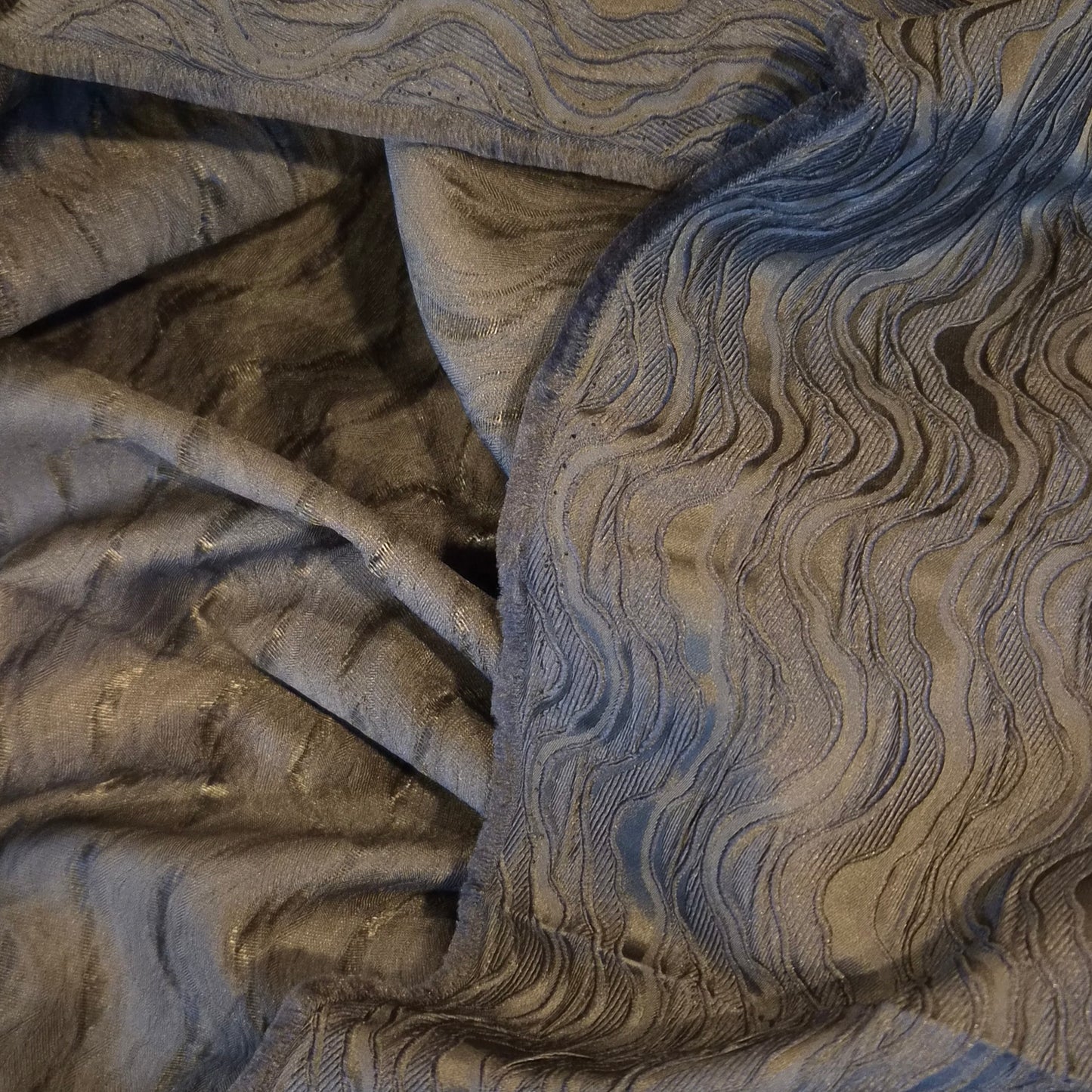 Black organic lines brocade