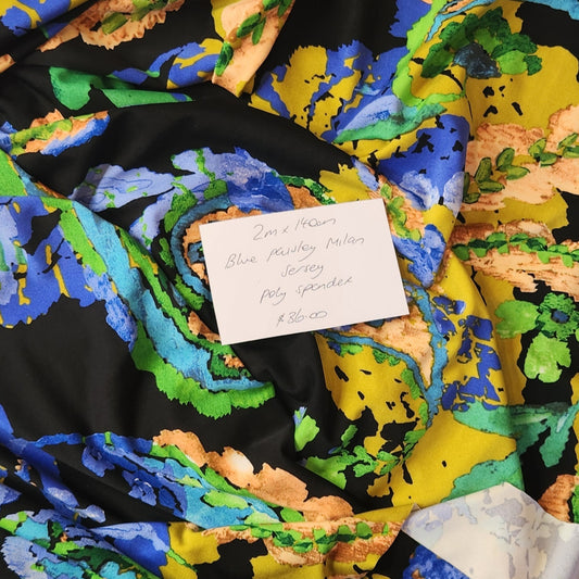 2m Blue paisley milam jersey