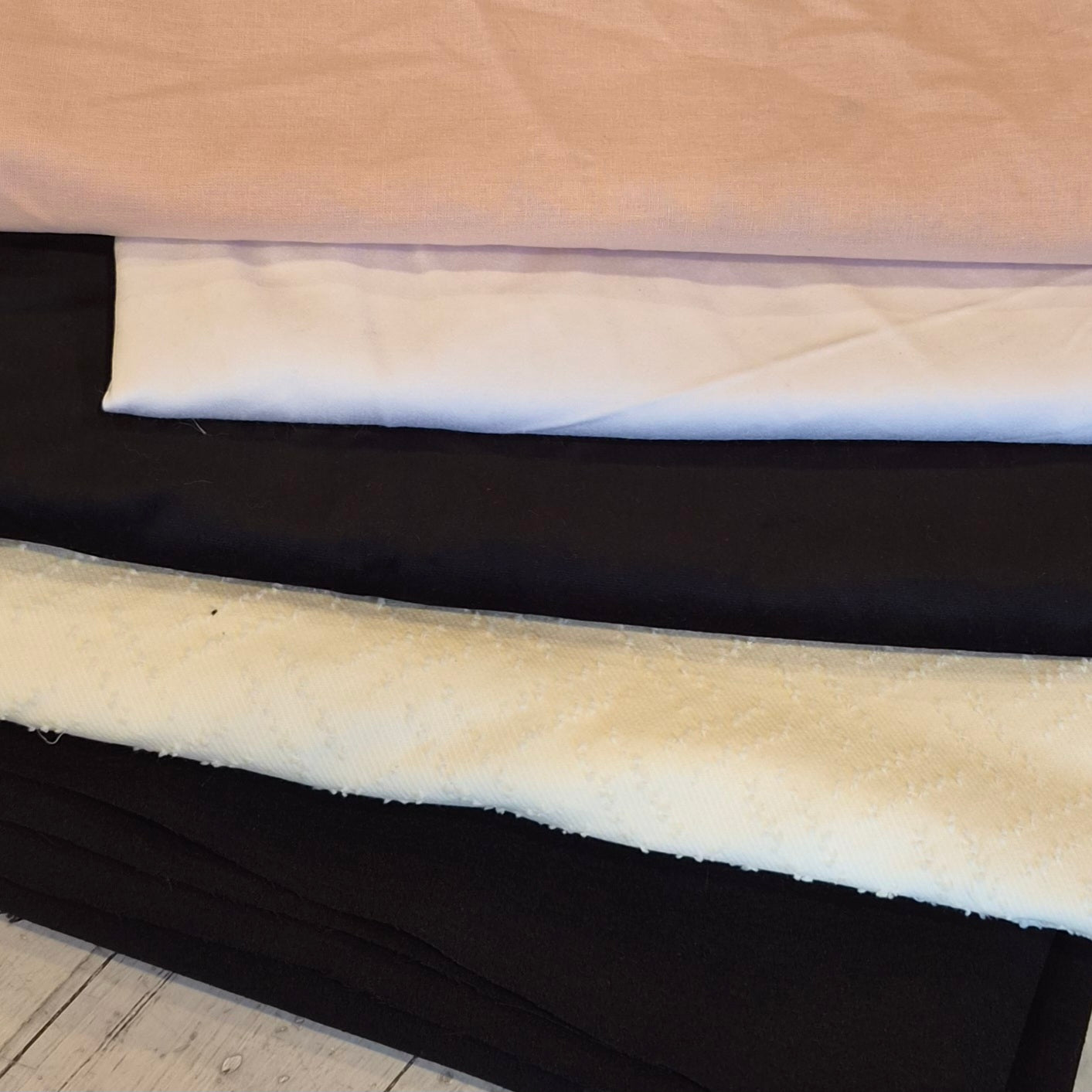 28. 5m Assorted cotton velvet, sateen and poly crepe suiting