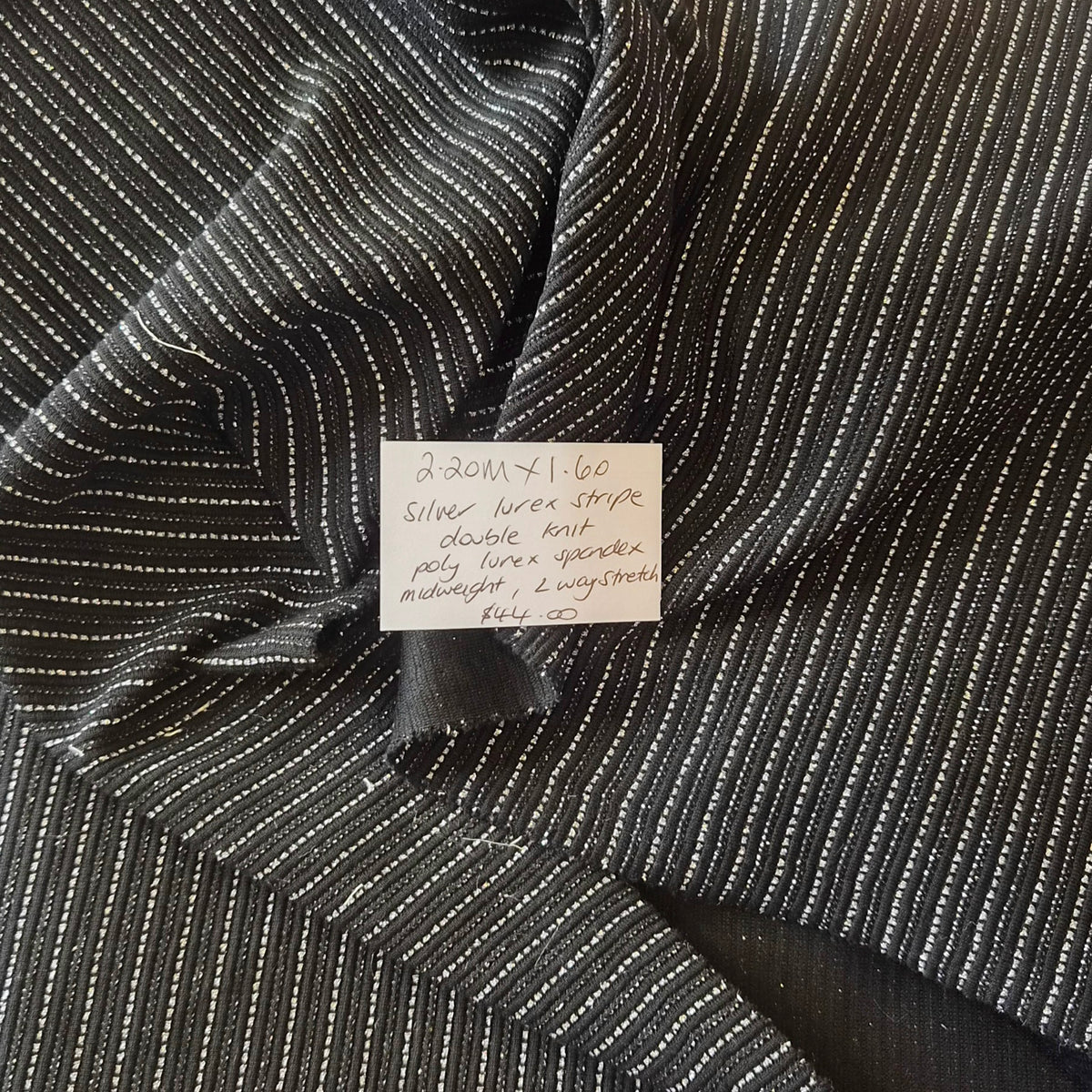 2.20m Silver lurex stripe double knit