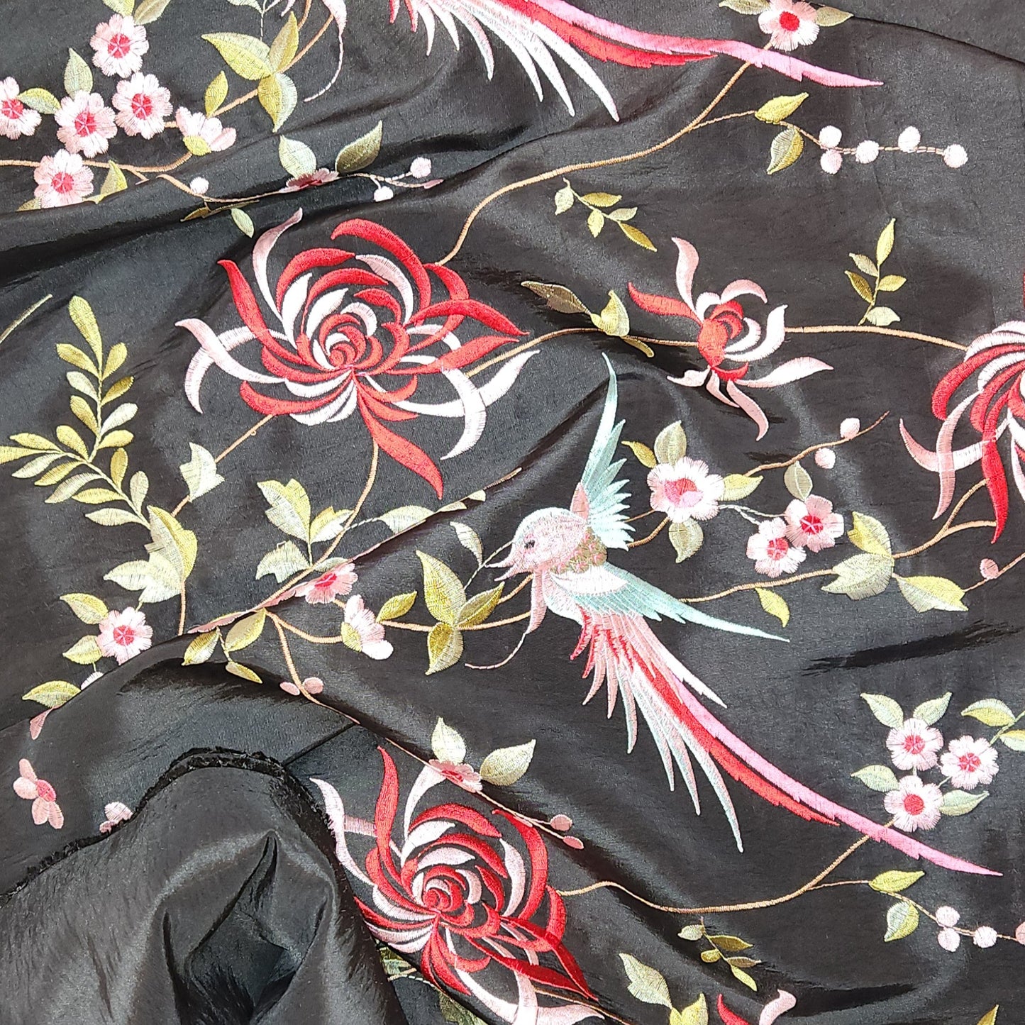 Birds of a feather Embroidered taffeta