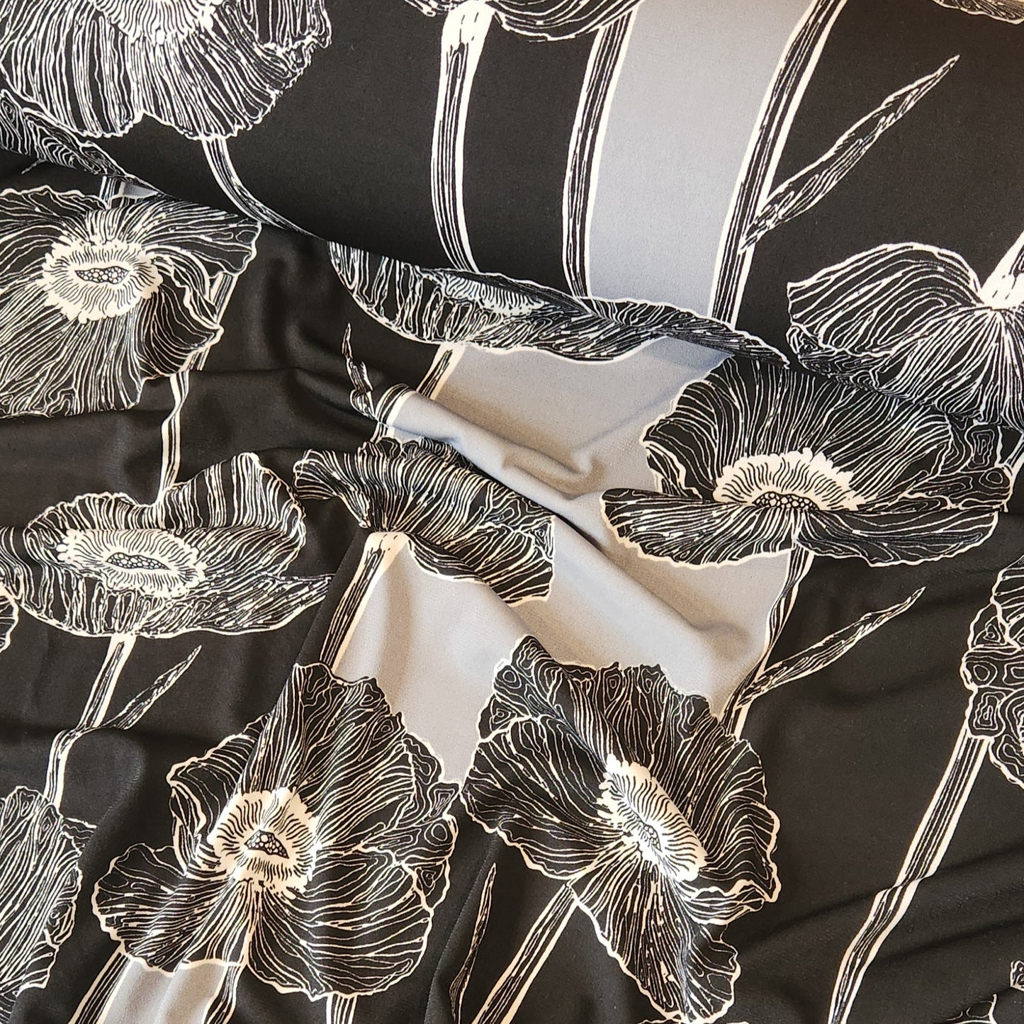 Poppies in Monochrome Milan Jersey