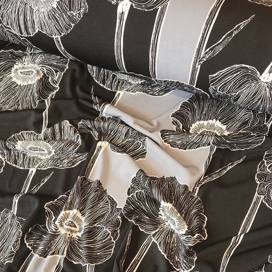 Poppies in Monochrome Milan Jersey