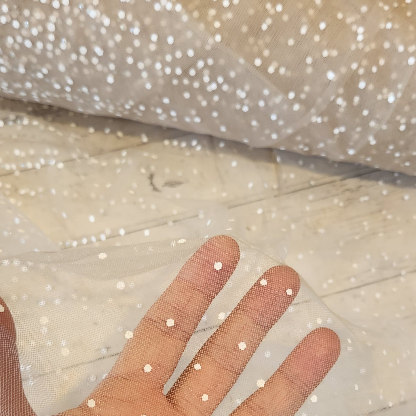 Confetti on mocha tulle