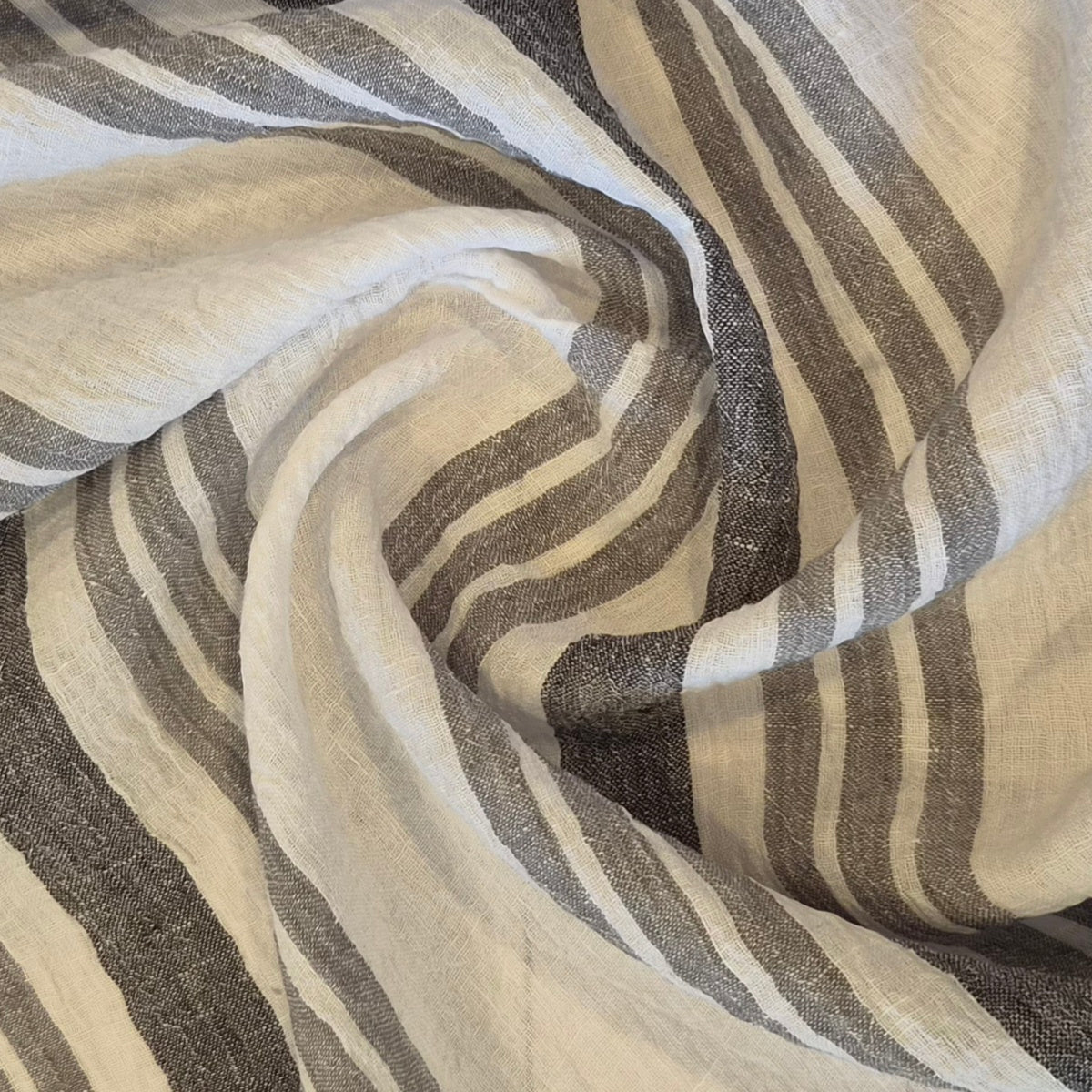 Grey stripe crinkle linen