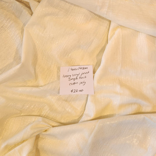 1.4m Ivory vinyl print single knit