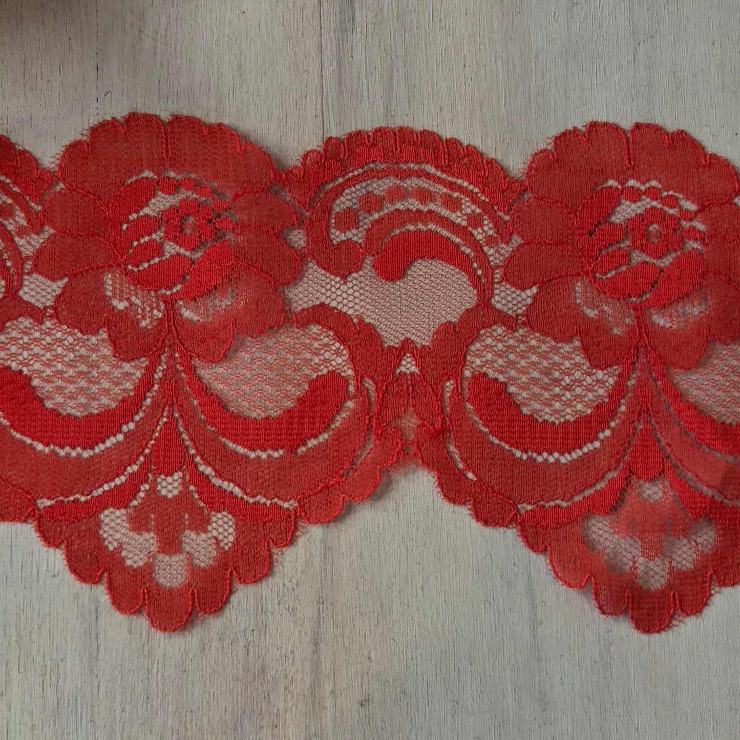 Vermilion red hand dyed lace