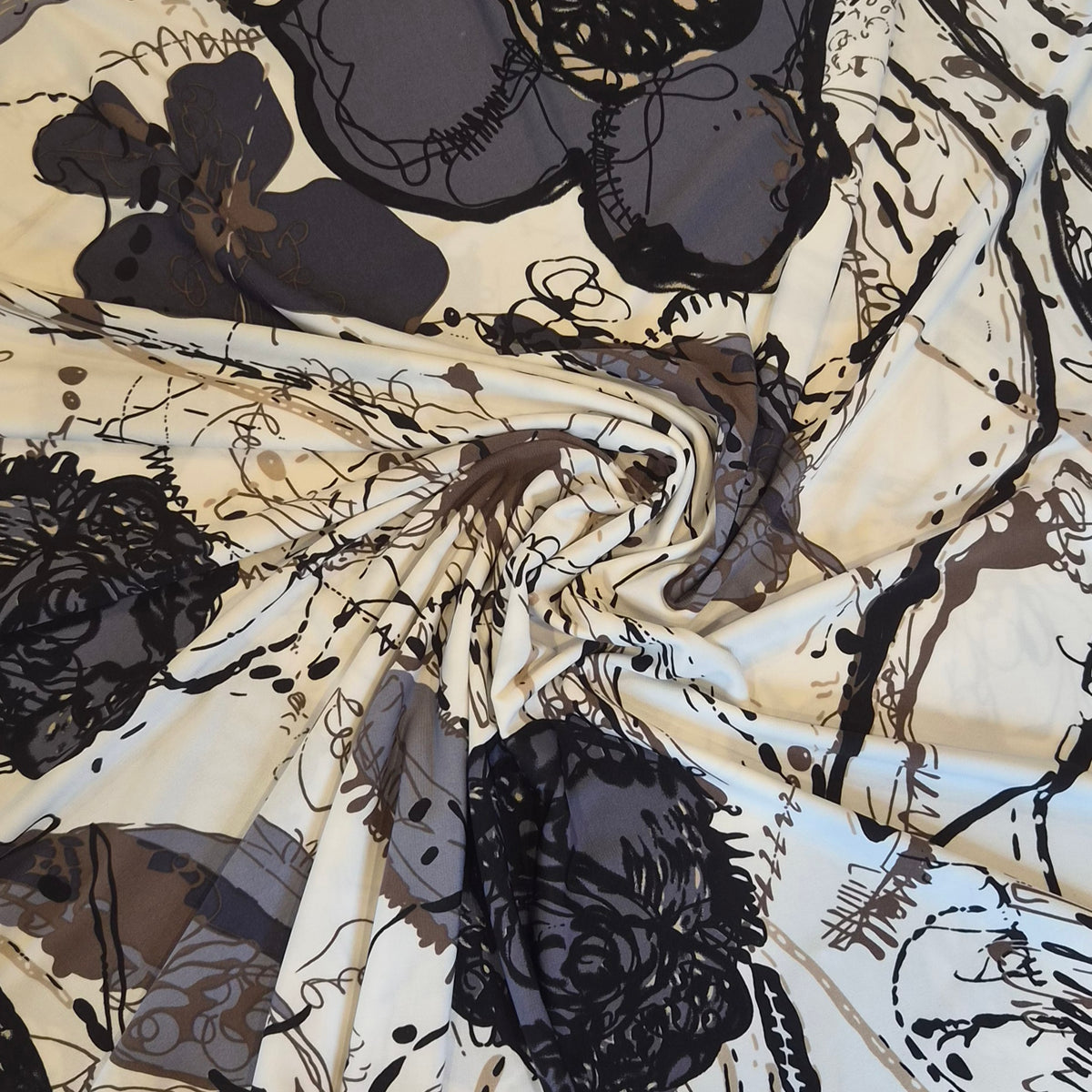 Floral squiggles jersey knit