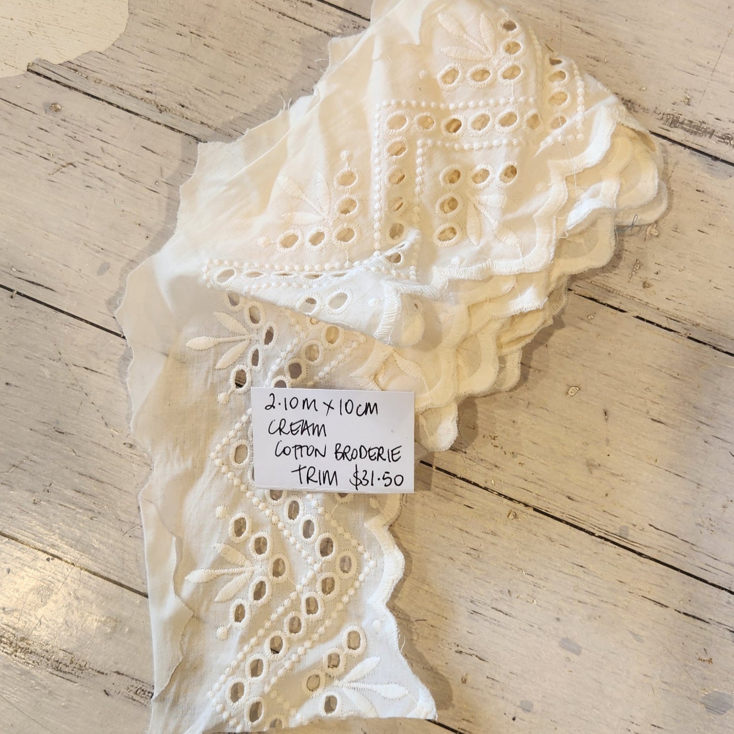 2.10m Cream cotton broderie trim