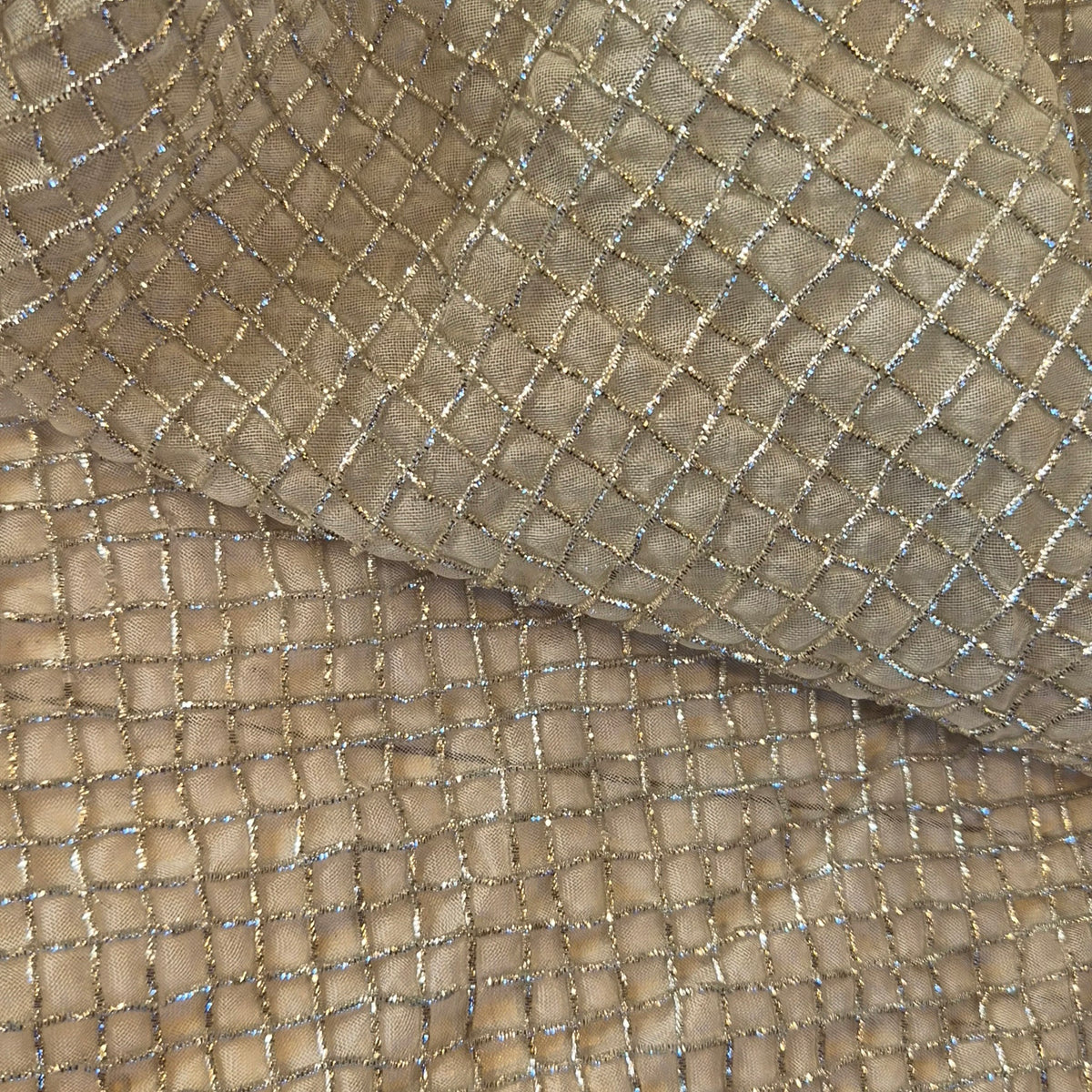 Honeycomb grid lurex organza