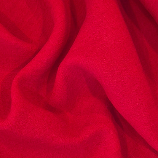 Brilliant red crinkle linen