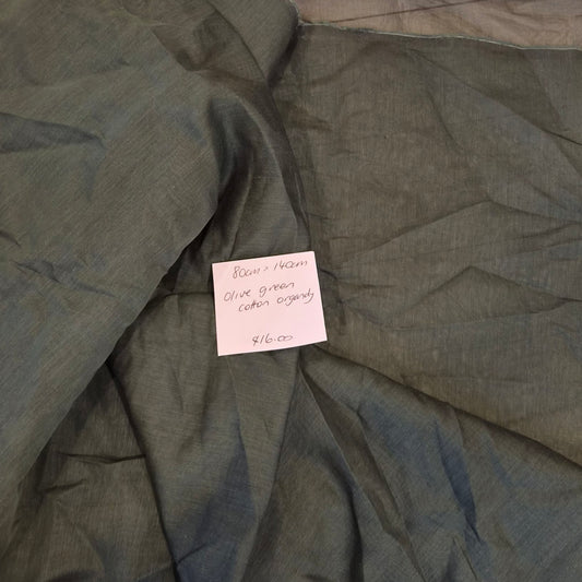 80cm Olive green cotton organdy