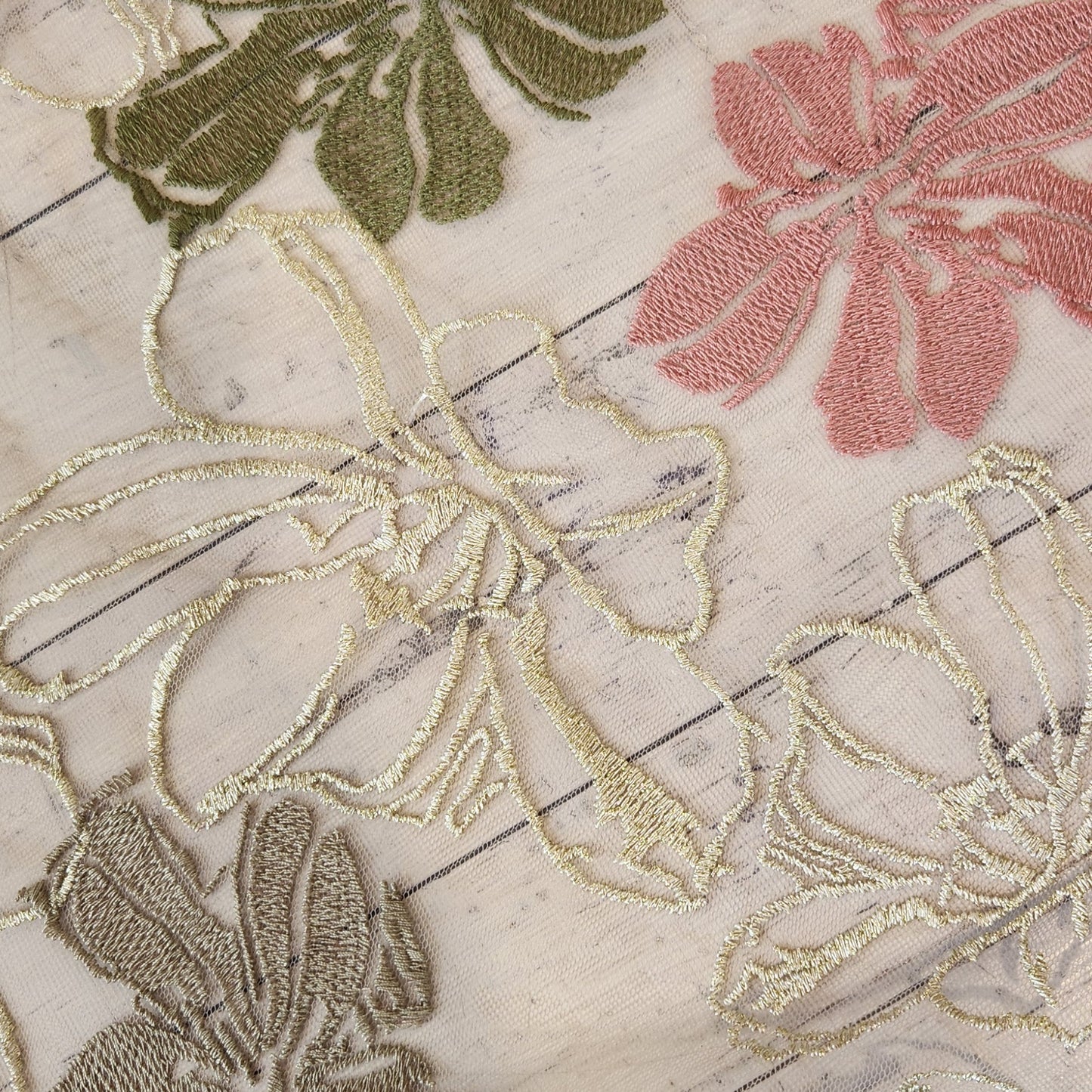 Floral montage lurex mesh