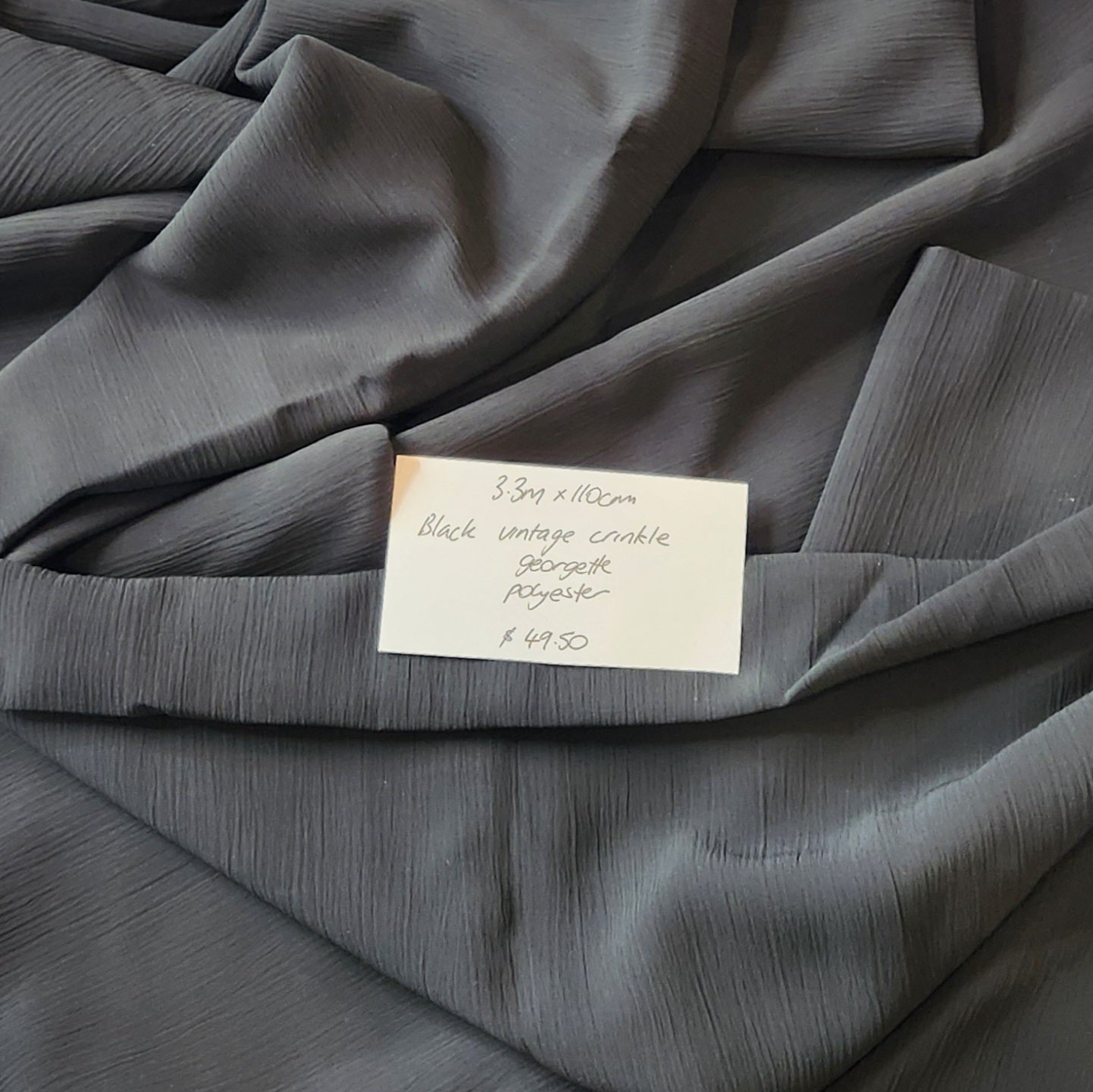 3.3m Black crinkle georgette