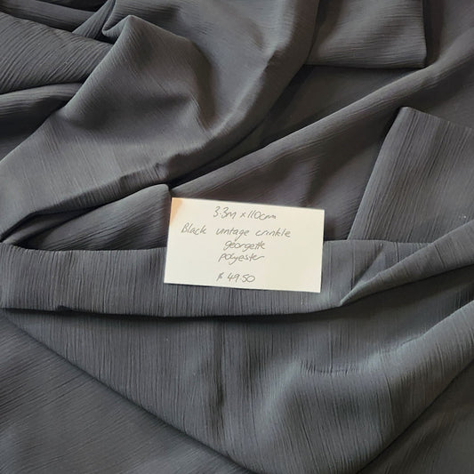 3.3m Black crinkle georgette