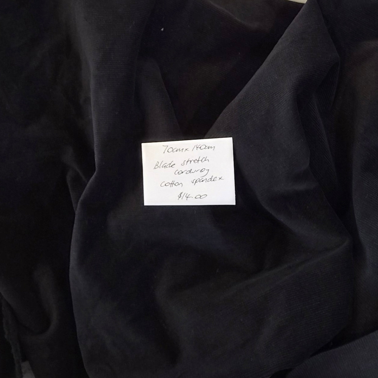 70cm Black stretch corduroy