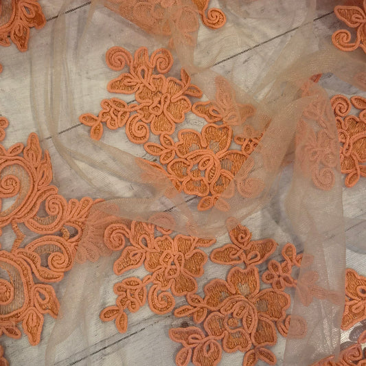 Apricot embroidered mesh
