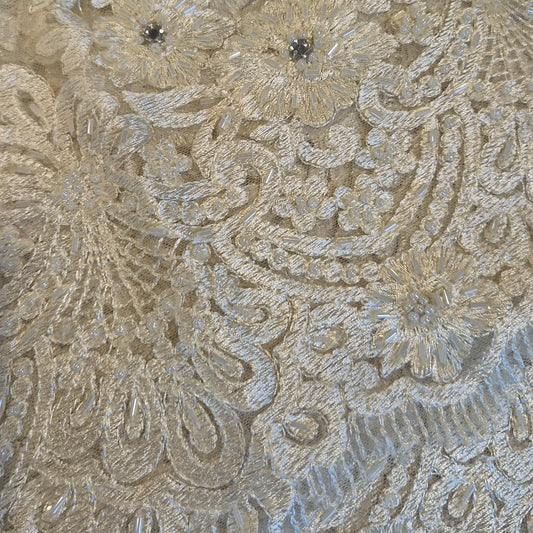 2m Cream beaded embroidered lace