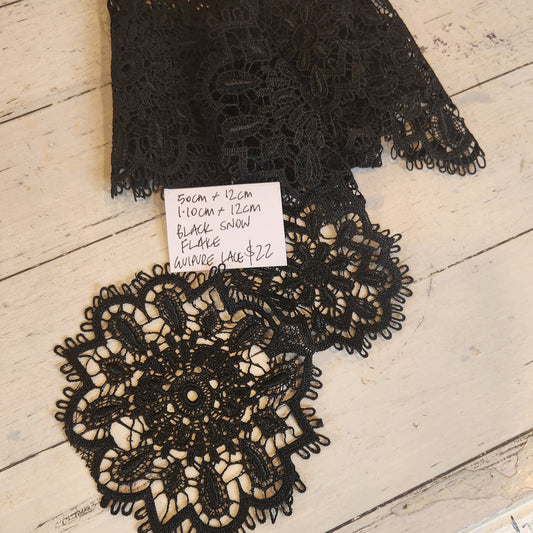 50cm and 1.10cm Black snowflake guipure lace pieces