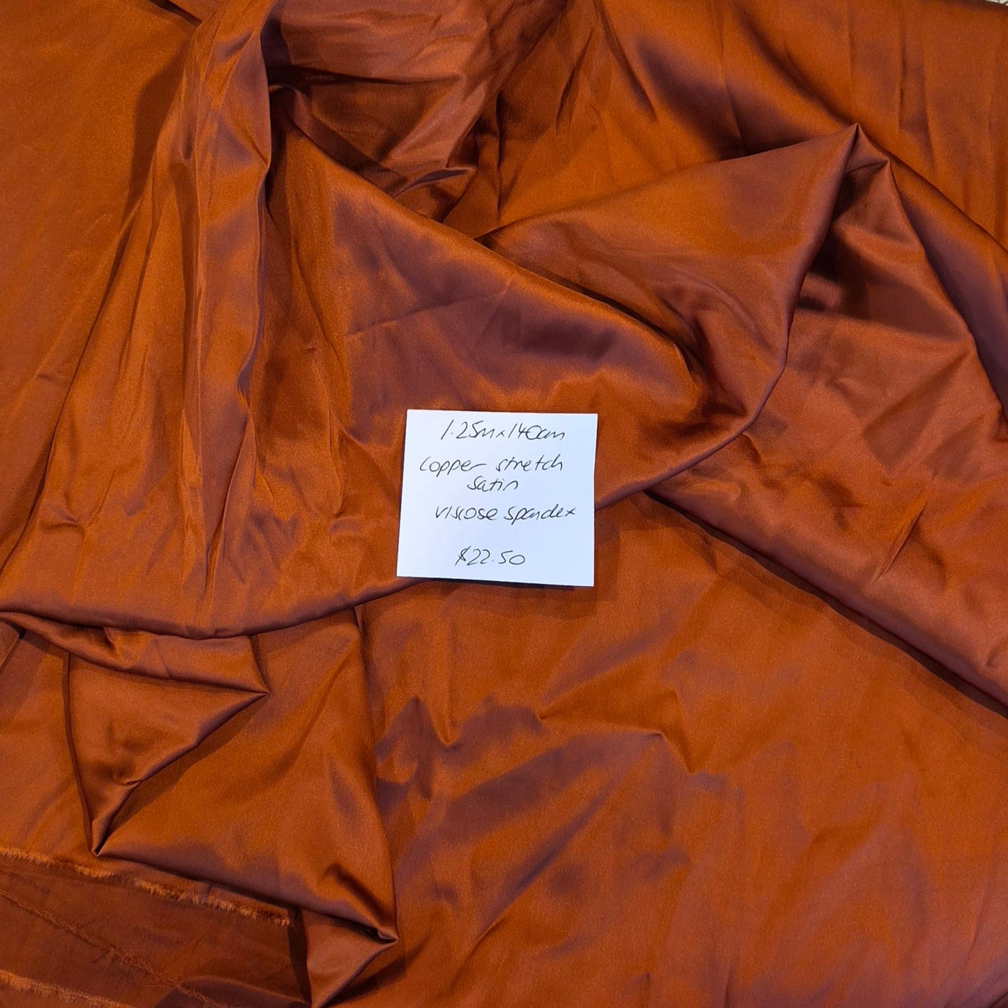 1.25m Copper stretch viscose satin