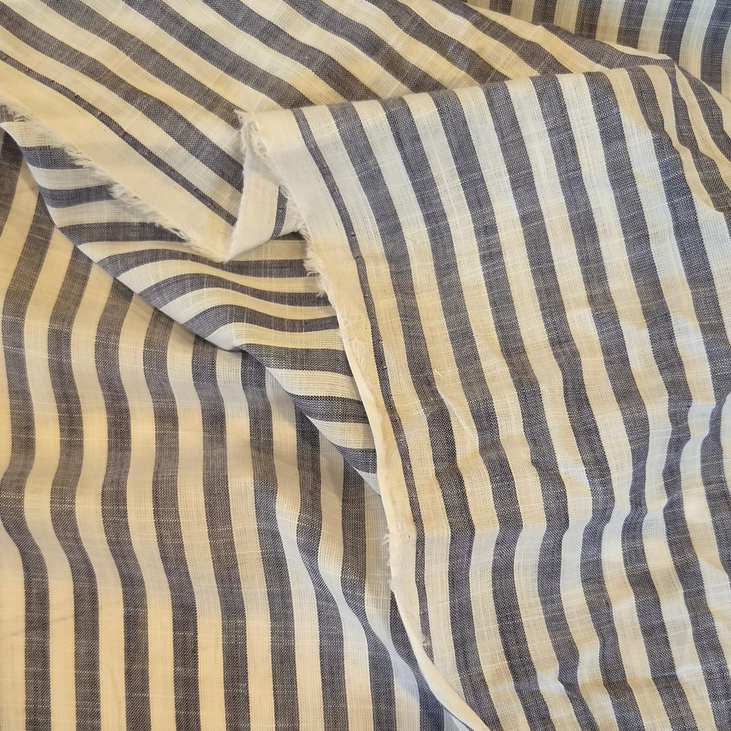 Blue grey stripe cotton