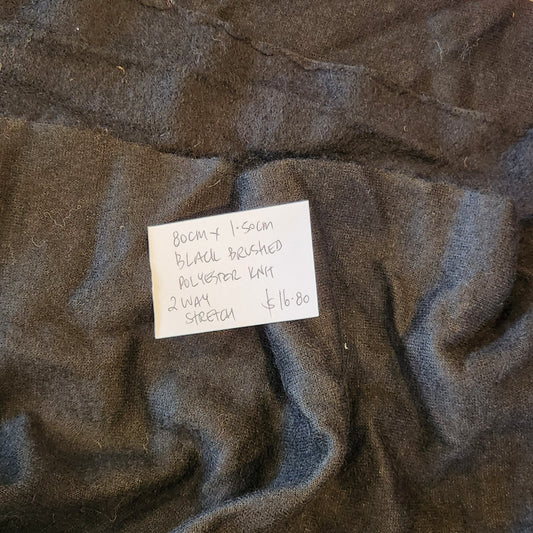 80cm black brushed fleece knit
